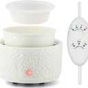Wax Melt Warmer with Timer & Silicone Wax Warmer Liner,3-in-1 Electric Candle Wax Warmer,Cute Wax Melter for Scented,Ceramic Wax Burner Fragrance Warmers,Auto Shut Off & Adjust Fragrance Intensity