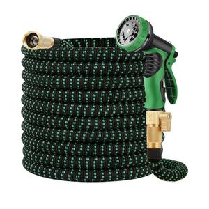 200 ft Expandable Garden Hose -Never Kink Free Flexible Water Hose 50ft with 10 Pattern Spray Nozzle,3/4 Solid Connectors, Retractable Latex Core -Lightweight Expanding Garden Hose Missing Nozzle