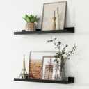 SENJIE Floating Shelves for Wall Décor 24 Inch Long Set of 2 Nursery Book Shelves Bathroom Shelves Over Toilet Shelf for Books, Plants, Toys, Photo Frames, Picture Ledge-Black