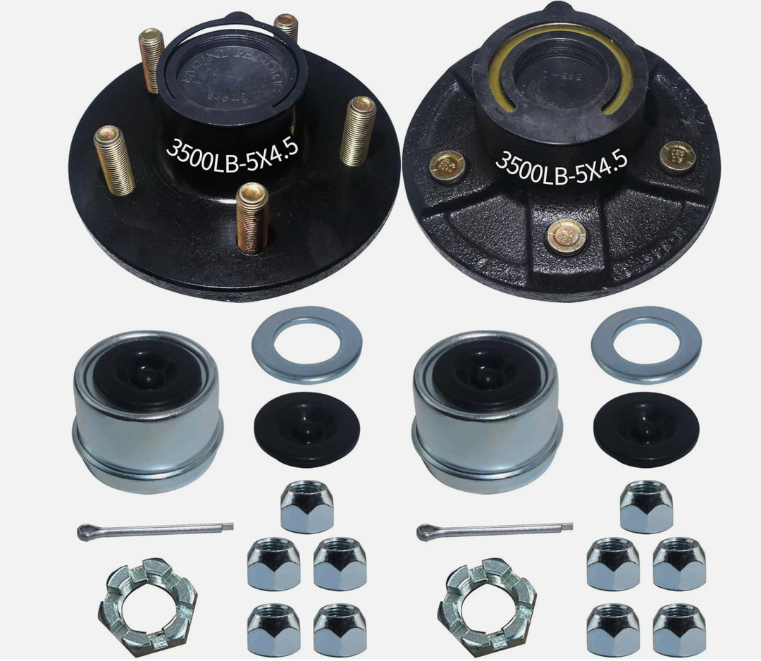 LUXTRKSTO Trailer Hubs 5 Lug 4.5 5x4.5 for 3500Lb 11/16'' to 13/8'' #84 Tapered Trailer Axle 2 Sets