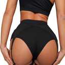 BZB Women's Booty Shorts with Garters High Waisted Biker Hot Pants Gym Cheeky Garter Running Shorts (Black, L)