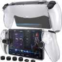 HEYSTOP Case for PlayStation 5 with Screen Protector Tempered Glass, PS5 Protective Case with Comfortable Ergonomic Grip, 6 Thumb Stick Caps (Clear)