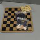 Regal Games - Reversible Wooden Board for Chess, Checkers & Tic-Tac-Toe - 24 Interlocking Wooden Checkers and 32 Standard Chess Pieces - for Age 8 to Adult for Family Fun