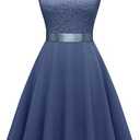 BeryLove Women's Short Homecoming Dresses for Teens Sleeveless Flowy A Line Wedding Guest Lace Formal Dress S