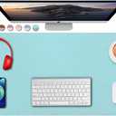 SUJAYU Dual Sided PU Leather Desk Pad, Mouse Pad, Office Desk Mat, Non-Slip Laptop Desk Pad, Waterproof Desk Writing Pad for Office and Home (31.5" x 15.7", Light Blue+Sliver)