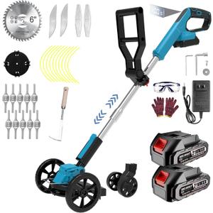 Cordless Weed Wacker Eater Electric Grass Trimmer Battery Powered with 2 Battery&25 Pcs Blade, 3 in 1 21V/2.0Ah Lightweight Portable String Trimmers/Edger Lawn Tool/Brush Cutter for Yard Garden Cordless Weed Wacker Eater Electric Grass Trimmer Battery Powered with 2 Battery&25 Pcs Blade, 3 in 1 21V/2.0Ah Lightweight Portable String Trimmers/Edger Lawn Tool/Brush Cutter for Yard Garden