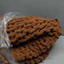 Bigacogo Chunky Knit Throw Blanket for Couch, 40x60 inches, 100% Hand Knitted with Thick Jumbo Chenille Yarn, Cozy Soft Large Rope Knot Cable Crochet Blankets for Sofa Bed Living Room, Caramel