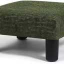 Joveco Small Foot Rest Stool Ottoman, 3D Velvet Square Upholstered Footstool for Chair, Under Desk, Office, Living Room, Deep Green