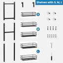 5-Tier Over the Door Pantry Organizer,Cabinet Door Organizer,Kitchen Pantry Door Organizers and Storage,Over the Door Spice Rack,Behind the Door Storage,Door Hanging Organizer,Black