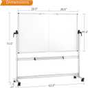VIZ-PRO Double-Sided Mobile Whiteboard, 60 x 48 Inches, Magnetic Rolling Dry Erase White Board on Wheels with Aluminium Frame and Stand 5' x 4'
