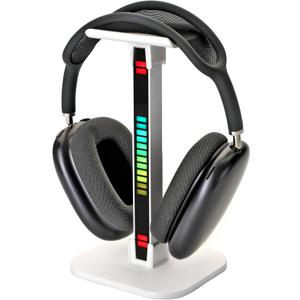 2 x Headphone Stand, Headset Stand, LED Multi-Color Light, 2 in 1, Headset Holder, Gaming Accessories, Tabletop Setup (White)