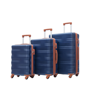 Merax Hardshell Luggage Sets 3 Pcs Spinner Suitcases with TSA Lock Lightweight, Blue Brown, 20/24/28 Inch