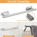 TocTen 5 Pieces Wall Mounted or Self Adhesive Towel Bar Set, Stainless Steel Bathroom Hardware Set Include 16 Towel Rack, Toilet Paper Holder, 3 Towel Hook, Sticky Bathroom Accessory Kit (Silver) (16 Inch with Holes, Brushed Nickel)