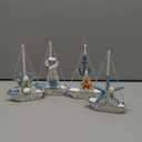 Juvale Set of 4 Mini Wooden Sailboat Models for Beach Nautical Home Decor, Miniature Boat Decorations, & Coastal Decor
