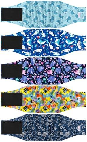 5 Pack Dog Diapers Male Reusable, Premium Belly Bands for Dogs, High Absorbing Male Dog Pee Wraps for Doggie in Incontinence or Excitable Urination Hawaii XS