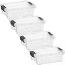 Superio Storage Bins with Lids- 4 Pack, 1.27 Qt Clear Boxes for Organizing, Stackable Plastic Containers- BPA Free, Non-Toxic, Odor Free, Organizer for Home, Office, Dorm