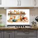Kitchen Backsplash Wallpaper, Peel and Stick Backsplash Wallpaper Kitchen Shelf, 35.5 x 23.6 Inch Waterproof Removable Stove Wall Decor for Farmhouse Kitchen Decor