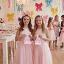 Gersoniel 24 Set Pink Bow Arts and Crafts Valentine's Day Party Favors Paint Your Own Ceramic Figurines Galentines Crafts Pink Bow Painting Kits Coquette Gifts for Women DIY Plaster Friends Bestie