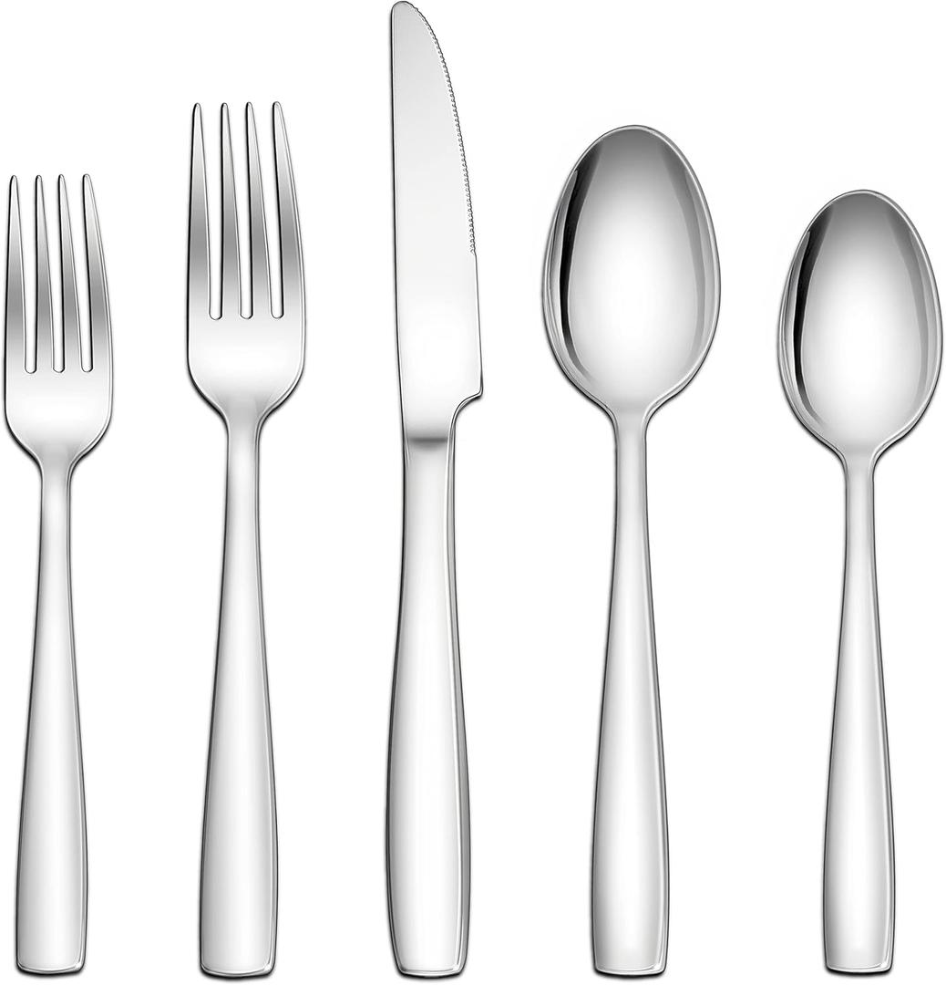 Herogo 18/10 Stainless Steel Silverware Set, 40-Piece Fancy Flatware Cutlery Set for 8, Modern Eating Utensils Tableware for Home Restaurant Wedding, Mirror Polished, Dishwasher Safe Herogo 18/10 Stainless Steel Silverware Set, 40-Piece Fancy Flatware Cutlery Set for 8, Modern Eating Utensils Tableware for Home Restaurant Wedding, Mirror Polished, Dishwasher Safe