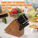 Teak Wood Knife Block Holder without Knives, 20 Slot Large Universal Wooden Knife Block Organizer with Wide Slots and Secure Stand, Countertop Butcher Block for Kitchen Storage