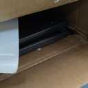 Large Printer Stand with Power Outlet, with Storage Shelf, 2 Tier Rolling Printer Cart with Industrial Wheels, 23.6 x 23.6 Inches Printer Table for Home Office, Black