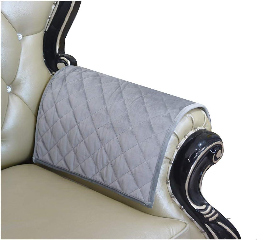 HAOMAIJIA Sofa Armrest Cover, Recliner Chair Arm Cover, Armchair Slipcover Nonslip Quilted Furniture Protector for Leather Sofa Couch (Agray, 14 x 14 Inches - 2 Pieces)