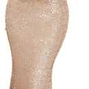 Women 1920s Plus Size Formal Dress Tassels Sleeve Sequins Gatsby Maxi Evening Gown (Small, Beige)