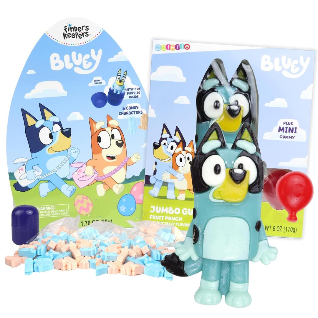 Bluey Themed Candy Assortment, Includes Giant Gummy and Assorted Hard Candies, Birthday Party Treats, 2 Items
