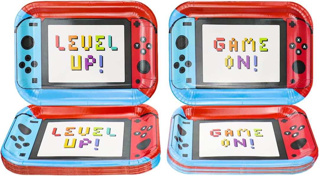 40Pcs 11 Inches Controller Plates - Video Game Birthday Party Decorations for Boys Gaming Party Supplies