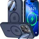 [Upgraded] for iPhone 16 Pro Max Case with Camera Cover Stand [Fit for MagSafe][9H Camera Lens Protector] Mil-Grade Protection Translucent Magnetic iPhone 16 Pro Max Phone Case, Blue