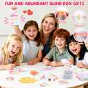 Valentines Day Gifts for Kids: 24 Pack Unique 4-in-1 Blind Box Sets Valentines Gift Card with Mochi Squishy Toys, Mini Kawaii Little Items for Girls Boys Classroom School Exchange Prize Party Favors