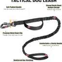 Tactical Dog Collar and Bungee Leash,Military Dog Collar & Leash Set with USA American Flag Adjustable K9 Collar with Heavy Duty Metal Buckle & Handle,with Patches and Airtags Case (L, Black)