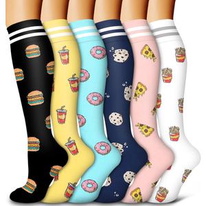 Bluemaple 6 Pack Copper Compression Socks for Women and Men Circulation-Best Support for Medical, Running,Nursing,Athletic (Large-X-Large)