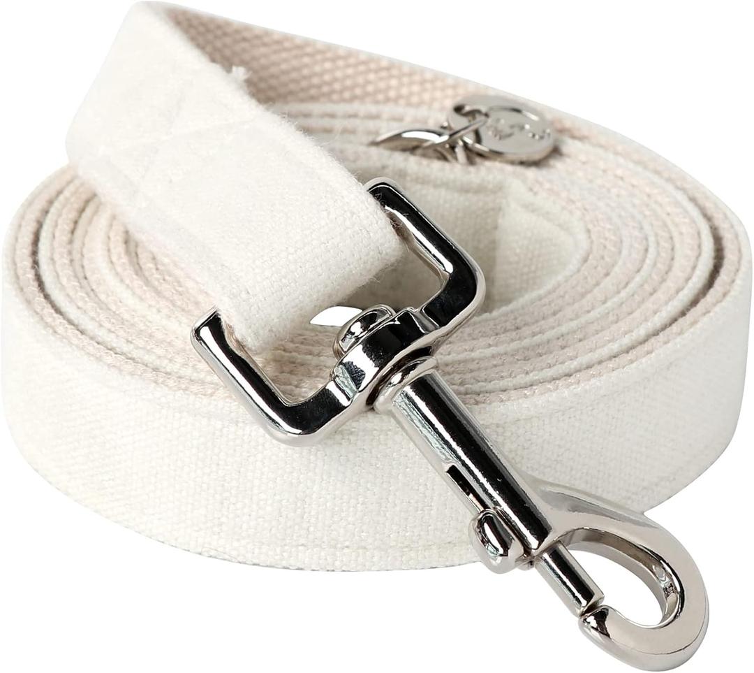 DOGWONG Cotton Hemp Dog Leash, Heavy-Duty White Dog Leash for Small Medium Large Dogs