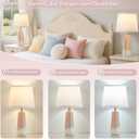 GyroVu 3 Color Temperature Adjustable Table Lamp, Ceramic Lamp Set of 2, Bedside Lamps with Rotary Swtich, Nightstand Lamp for Living Room Bedroom Office, Bulbs Included-Pink
