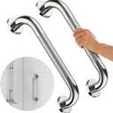 2 Pack Chrome Grab Bar 12 Inch, iMomwee Stainless Steel NonSlip Shower Grab Bar W/Knurled Grip, Safety Bathroom Handrail, Balance Support Bar Toilet Bathtub Assist Handle for Elderly Senior Disabled