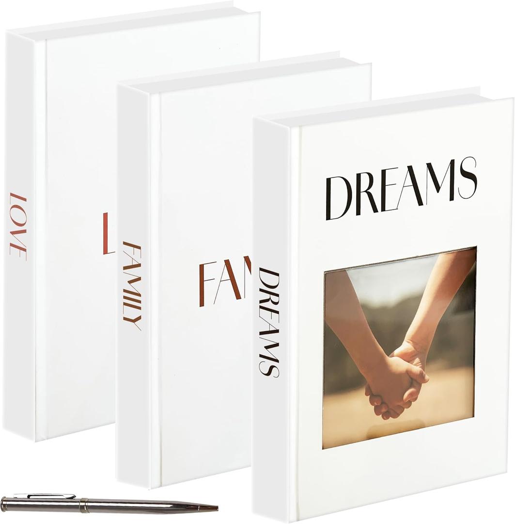 3-Piece Book Decor Set  Faux Books With Printed Covers, Stylish Decorative Books For Home Display, Includes Sophisticated Pen Gift