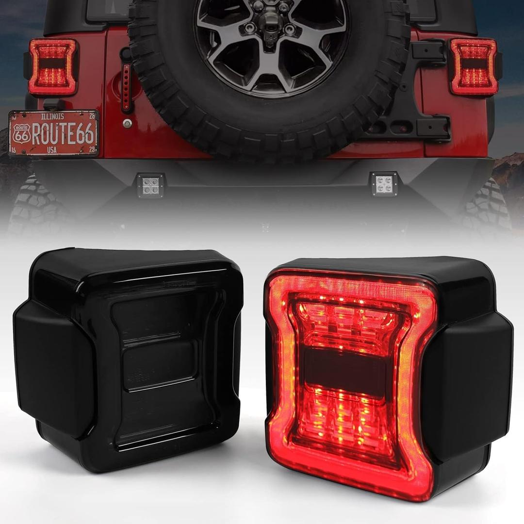 LED Tail Lights for Jeep Wrangler JK JKU 2007-2018, [DOT Approved] [Smoked Lens] [Plug n Play] Accessories