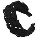 1-Pack Polka Dot Print Cross Bbraided Cloth Headband, Fashion Hairbands, Women's High Elastic Headbands, Simple Headwear Accessories for Women and Girls (Polka Dot-Black, One Size)