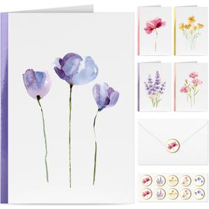 Blank Cards and Envelopes, 30 Pack Blank Greeting Cards, Elegant Blank Note, Perfect Bulk Stationary Set For All Occasions, 5 Assorted Floral Designs, 4" x 6"