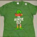 Auntie Elf Matching Family Christmas Women T-Shirt, Large