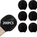 Microphone Cover Pop Filter 200 PCS, Disposable Mic Cover with Individual Packing, Microphone Protector Suit for Most Handheld Microphones, Non-Woven, Black