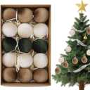 15pcs Christmas Tree Ornaments Velvet Ball,2.36in Flocked Decoration Balls,Shatterproof Multicolor Green Christmas Ornaments Set,Suitable for Xmas Trees,Fireplaces,Room Decorations