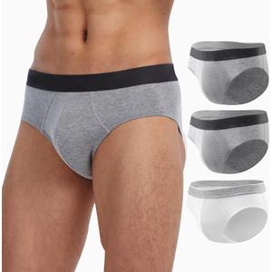 BATTEWA Mens Incontinence Underwear Washable Leak Proof Incontinence Underwear for Men Reusable Urine Absorbent Brief (3XL,2Gray, 1White, 3 Pack)