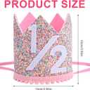 2 x Half Birthday Party Crown for Babies, Glitter 1/2 Birthday Rainbow Crown Hat Cute 6 Months Decorations for Party Photo Prop