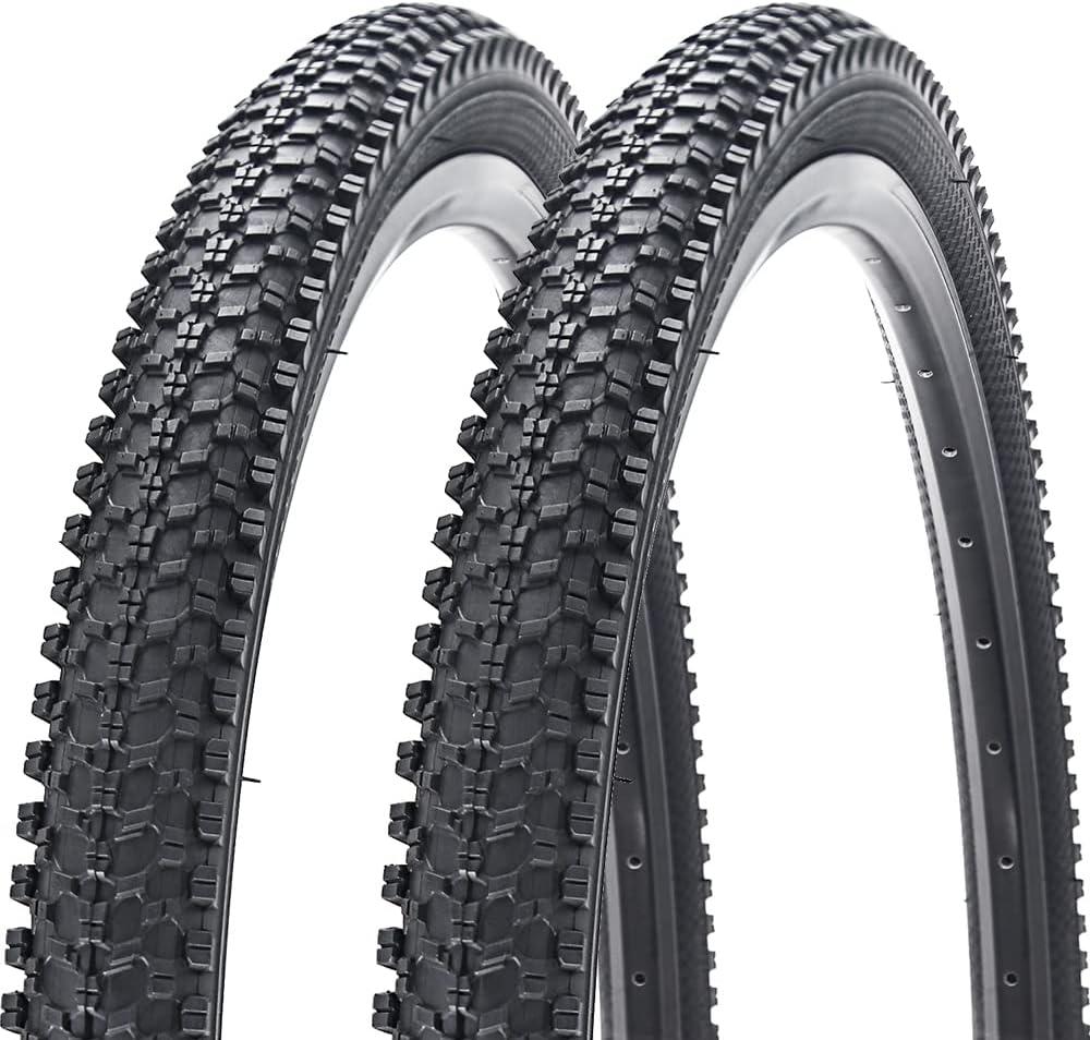 2 Pack 24"/26"x1.95" 26"x2.1" 20"x2.125" 27.5"x2.125" Inch Bike Tire Folding Bead Replacement Tire Double Packing for Mountain Bicycle Tire with or Without Tubes and Levers