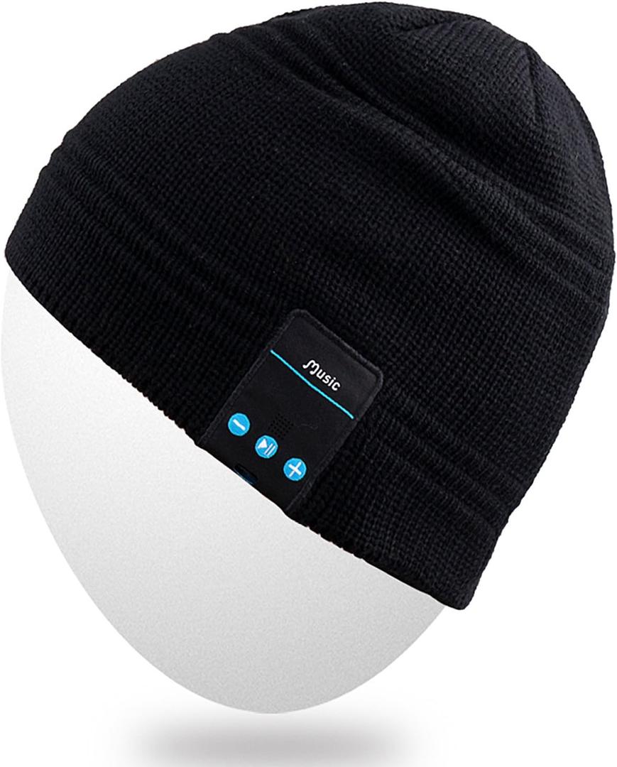 ROTIBOX Bluetooth Beanie Hat Wireless Headphone for Outdoor Sports Xmas Gifts Stocking Stuffers (Black)