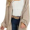 Maroway Womens Cardigan Solid Color Long Sleeve Open Front Chunky Knit Sweater Outwear M