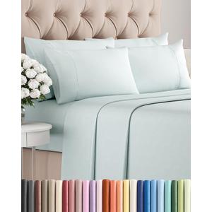 King 6 Piece Sheet Set - Comfy Breathable & Cooling - Ultra Soft Hotel Luxury Bedding Set w/ 8-16 Inch Deep Pockets - 1 Flat & 1 Fitted Sheet & 4 Pillowcases - Wrinkle Free and Easy Care - Ice Blue