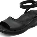BEMIRO Walking Sandals for Women with Adjustable Arch Support, Comfortable Cloud Footbed Platform Wedge Sandals, Casual Dressy Summer Shoes Black 8.5